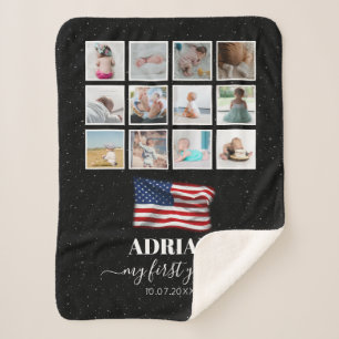 American Flag Baby First Year Foto Collage Sherpadecke