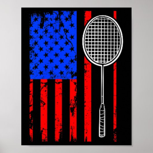 American Flag Badminton Poster (Vorne)
