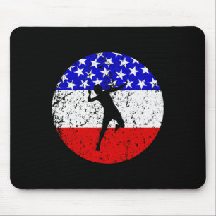 American Flag Badminton Shirt - Badminton Player Mousepad
