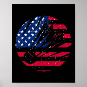 American Flag Badminton Shirt Men Patriotic Badmin Poster