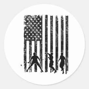 American Flag Badminton Shirt Men Usa Flag Badmint Runder Aufkleber
