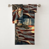 American Flag Bald Eagle Badhandtuch Set (Insitu)