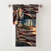 American Flag Bald Eagle Badhandtuch Set (Insitu)