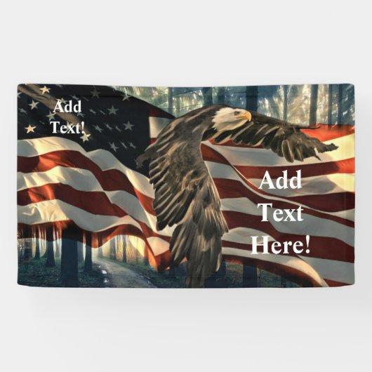 American Flag Bald Eagle Banner (Horizontal)