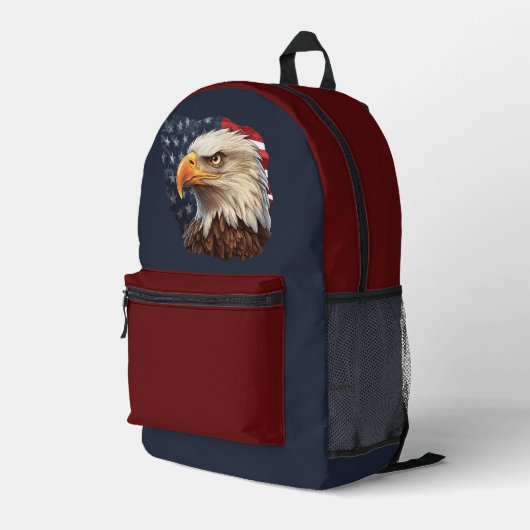 American Flag Bald Eagle Bedruckter Rucksack (Rückseitige Ecke Rechts)
