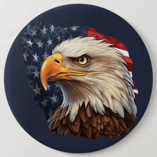 American Flag Bald Eagle Button