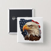 American Flag Bald Eagle Button (Vorne & Hinten)