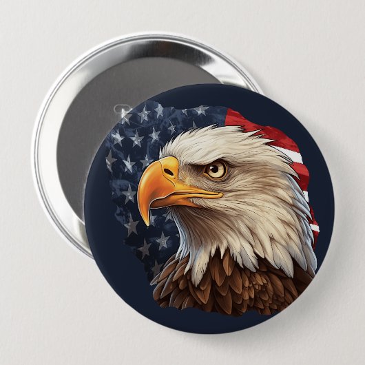 American Flag Bald Eagle Button (Vorne & Hinten)