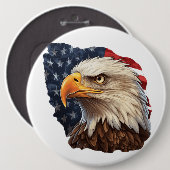 American Flag Bald Eagle Button (Vorne & Hinten)