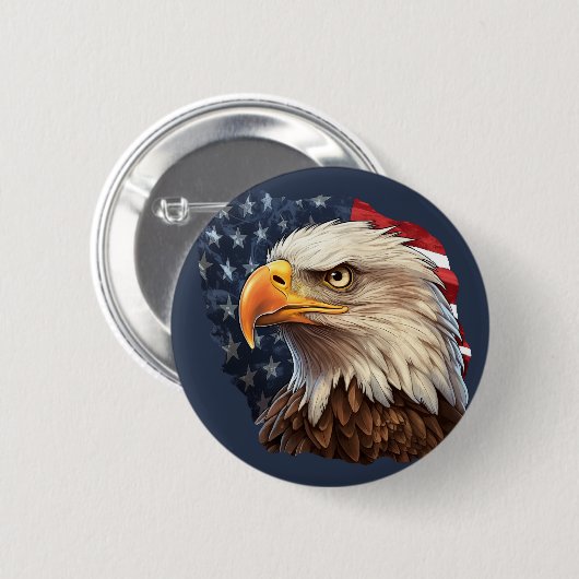 American Flag Bald Eagle Button (Vorne & Hinten)