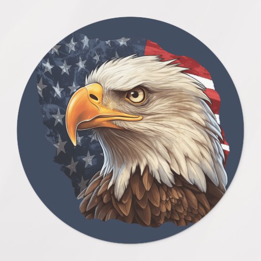 American Flag Bald Eagle Etiketten (Design 2)