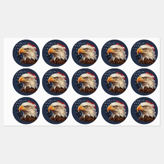 American Flag Bald Eagle Etiketten (Blatt)