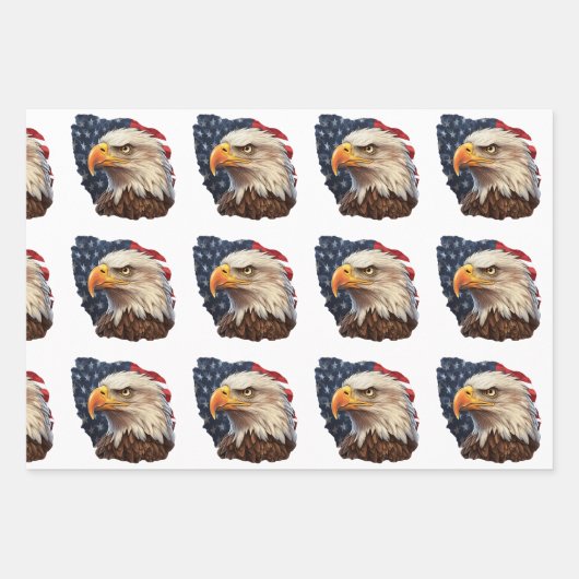 American Flag Bald Eagle Geschenkpapier Set (Vorderseite 3)