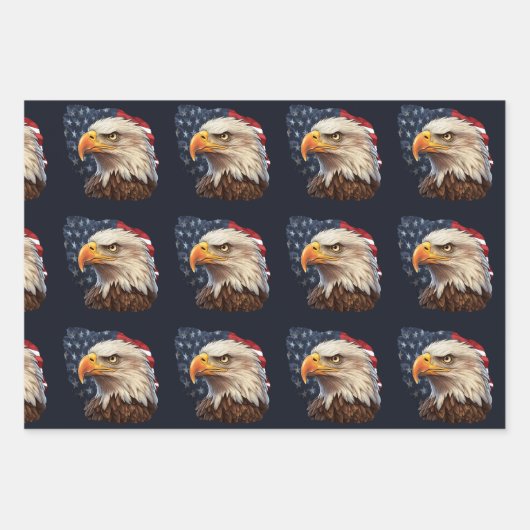 American Flag Bald Eagle Geschenkpapier Set (Vorderseite)