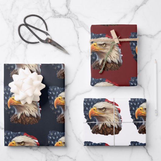American Flag Bald Eagle Geschenkpapier Set (Vorderseite)