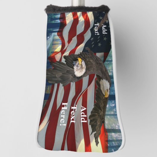 American Flag Bald Eagle Golf Headcover (Rotieren 90)