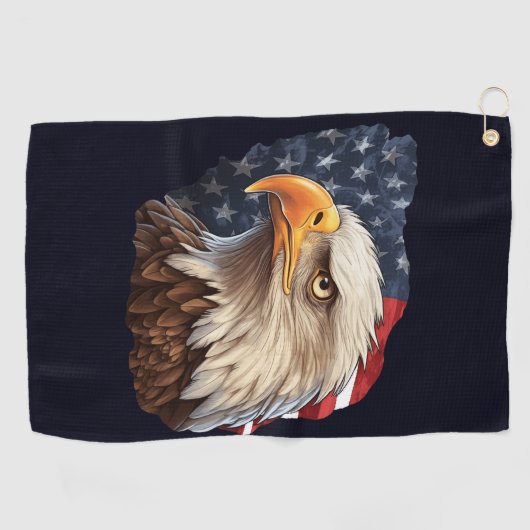 American Flag Bald Eagle Golfhandtuch (Horizontal)