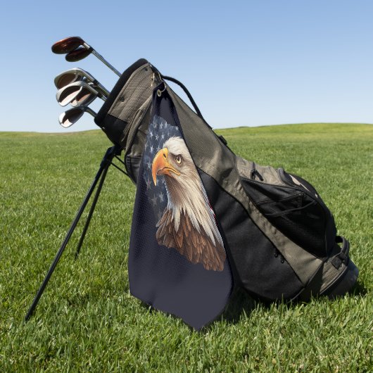 American Flag Bald Eagle Golfhandtuch (Gras)