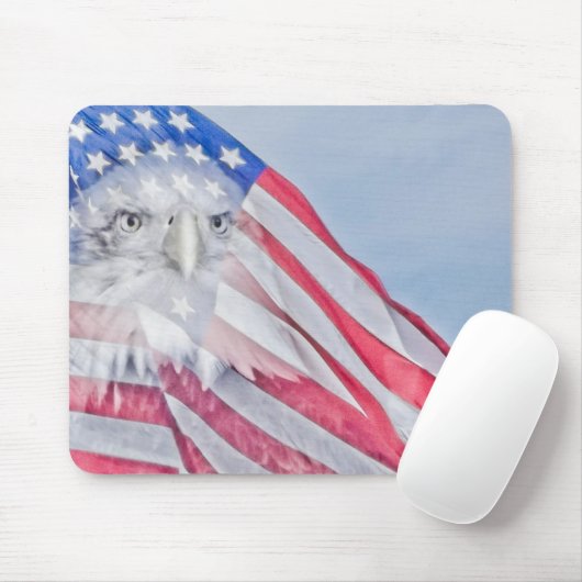 American Flag & Bald Eagle ~ Maus Pad Mousepad (Mit Mouse)