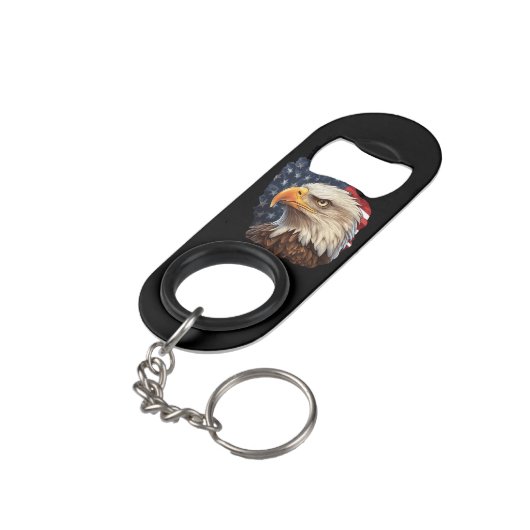 American Flag Bald Eagle Mini Flaschenöffner (Rückseite Schrägansicht)