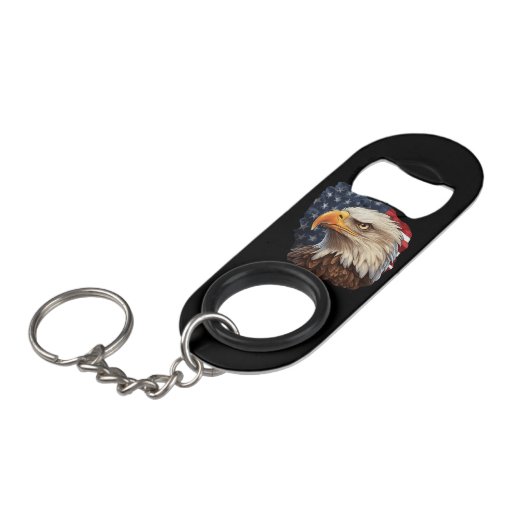American Flag Bald Eagle Mini Flaschenöffner (Vorderseite Schrägansicht)