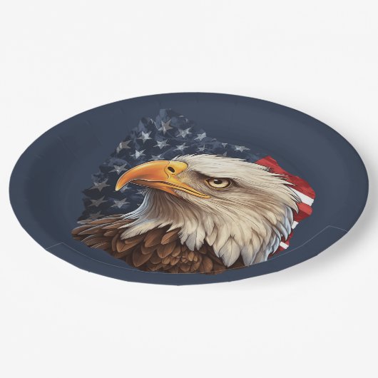 American Flag Bald Eagle Pappteller (Schrägansicht)