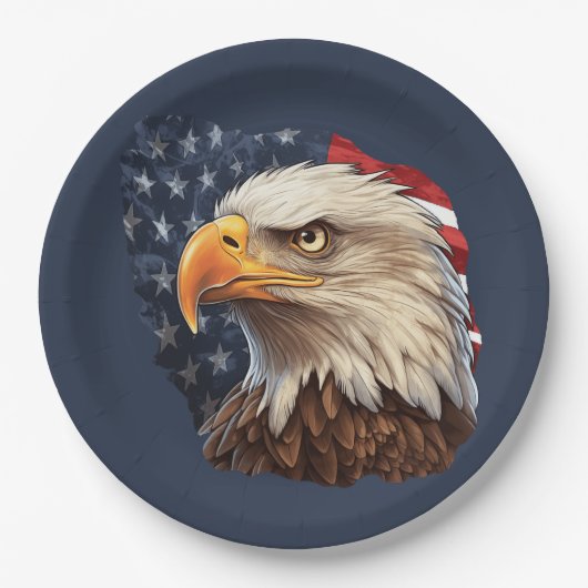 American Flag Bald Eagle Pappteller (Vorderseite)