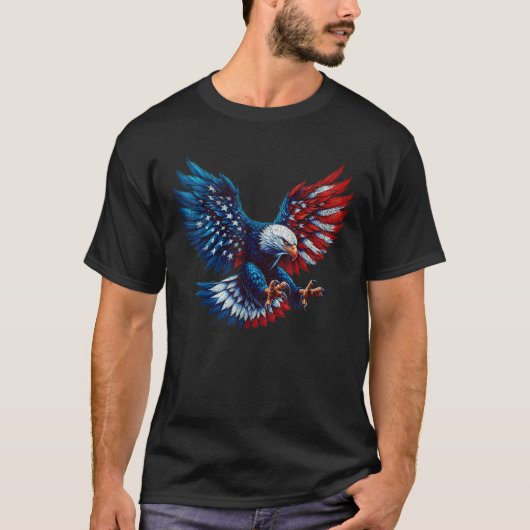American Flag Bald Eagle Patriotic Eagle 4th of Ju T-Shirt (Vorderseite)