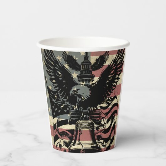 American Flag Bald Eagle Patriotic Pappbecher (Rückseite)