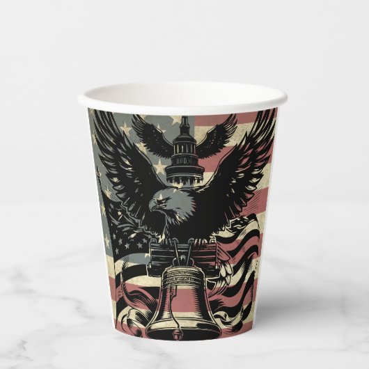 American Flag Bald Eagle Patriotic Pappbecher (Vorderseite)
