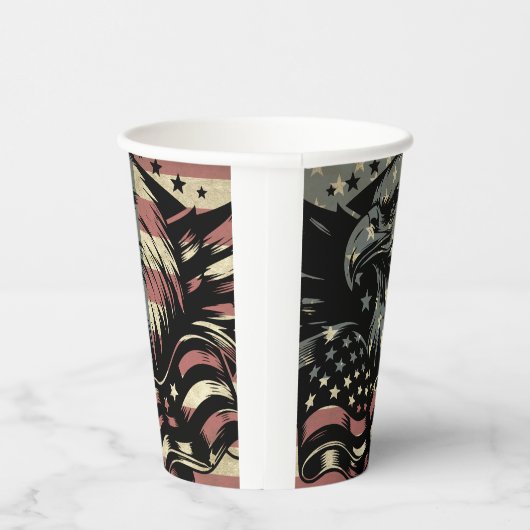 American Flag Bald Eagle Patriotic Pappbecher (Rechts)
