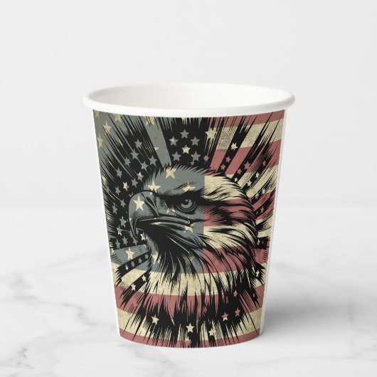 American Flag Bald Eagle Patriotic Pappbecher (Rückseite)