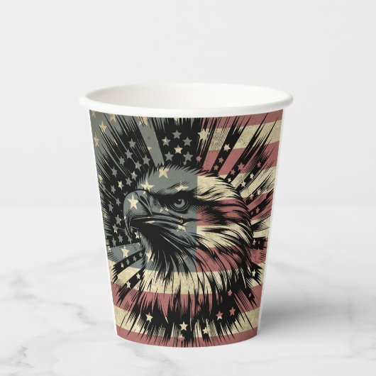 American Flag Bald Eagle Patriotic Pappbecher (Vorderseite)