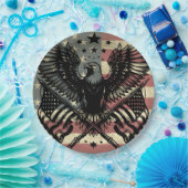 American Flag Bald Eagle Patriotic Pappteller (Party)