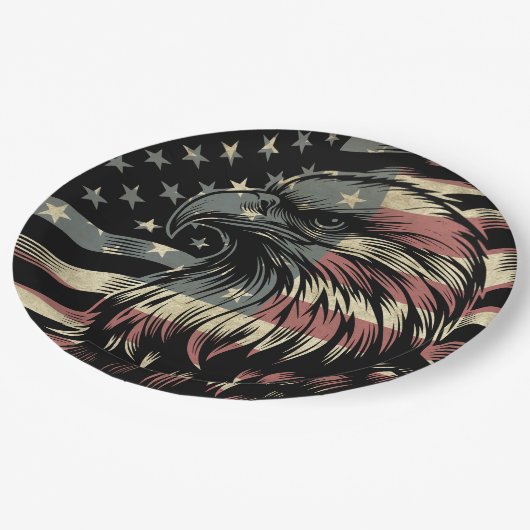 American Flag Bald Eagle Patriotic Pappteller (Schrägansicht)