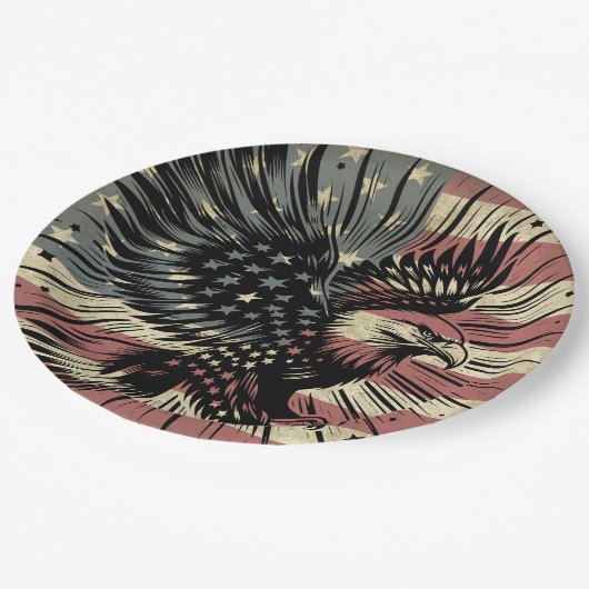American Flag Bald Eagle Patriotic Pappteller (Schrägansicht)