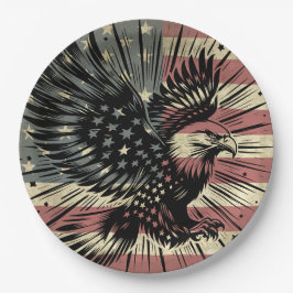 American Flag Bald Eagle Patriotic Pappteller