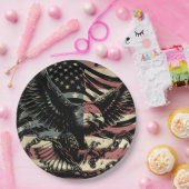 American Flag Bald Eagle Patriotic Pappteller (Party)