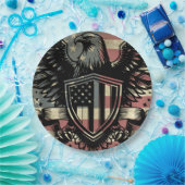American Flag Bald Eagle Patriotic Pappteller (Party)