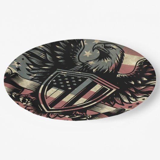 American Flag Bald Eagle Patriotic Pappteller (Schrägansicht)