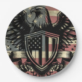 American Flag Bald Eagle Patriotic Pappteller (Vorderseite)
