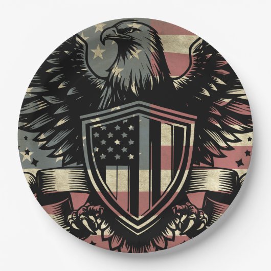 American Flag Bald Eagle Patriotic Pappteller (Vorderseite)