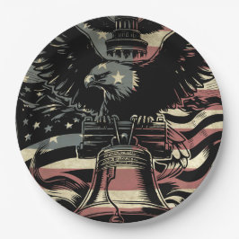 American Flag Bald Eagle Patriotic Pappteller