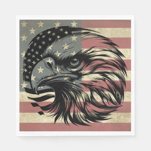 American Flag Bald Eagle Patriotic Serviette (Vorderseite)