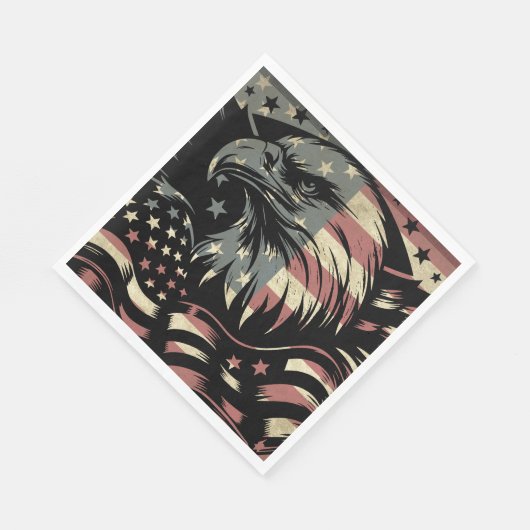 American Flag Bald Eagle Patriotic Serviette (Ecke)