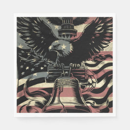 American Flag Bald Eagle Patriotic Serviette