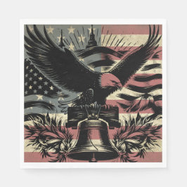 American Flag Bald Eagle Patriotic Serviette
