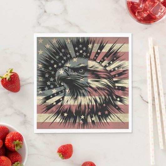 American Flag Bald Eagle Patriotic Serviette (Beispiel)