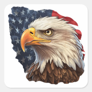 American Flag Bald Eagle Quadratischer Aufkleber