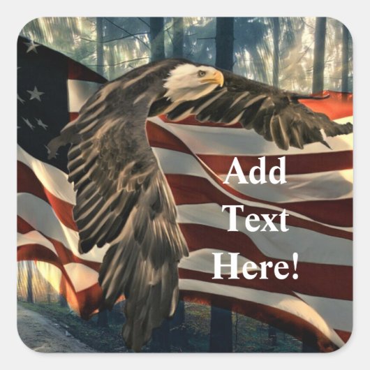 American Flag Bald Eagle Quadratischer Aufkleber (Vorderseite)